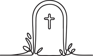 Tombstone Icon in Simple Line Drawing