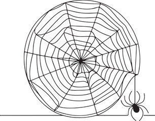 Obraz premium Creepy Spider Web in Minimalist Style