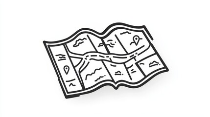 Paper Map line icon. linear style sign for mobile concept and web design. A folded map outline vector icon. Location navigation symbol, logo illustration. Vector graphics