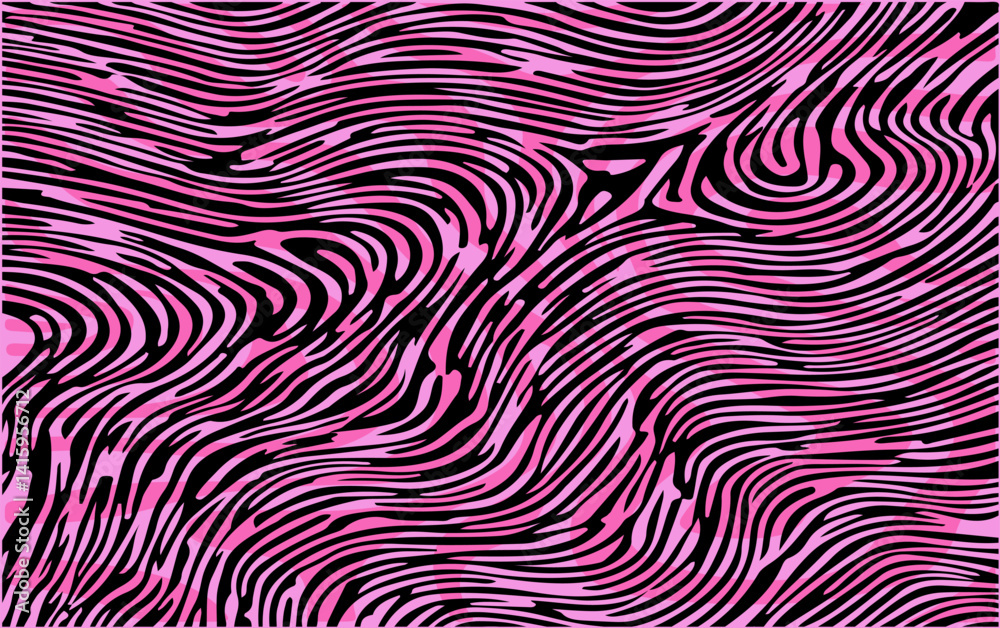 Poster vibrant abstract vector with bold black stripes over colorful neon wavy background. modern zebra-ins
