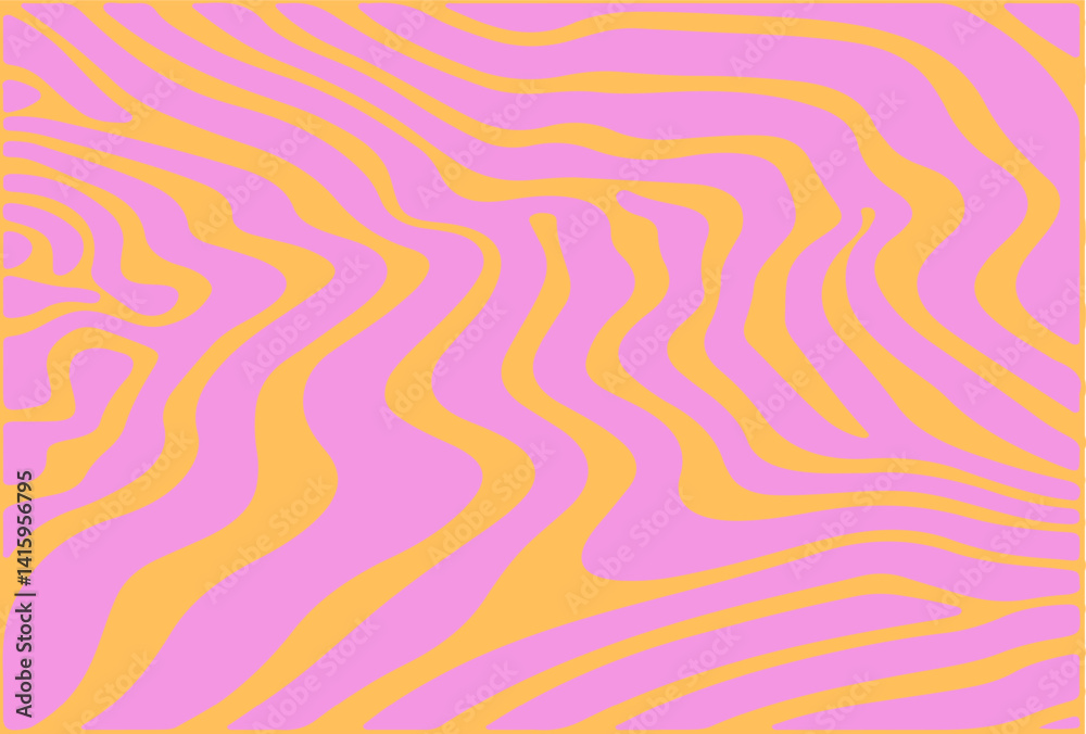 Poster Vector illustration in popular modern Op Art style, featuring dynamic wavy lines and abstract flowing shapes, creating an illusion of depth and movement with high contrast and bold graphic elements.