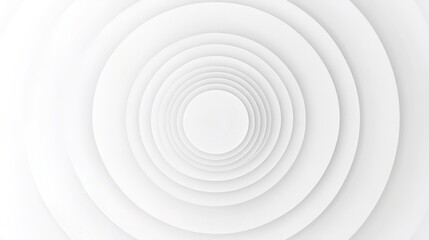 Concentric randomly offset white rings or circles steps fading out background wallpaper banner close up flat lay top view from above. abstract modern minimal white background