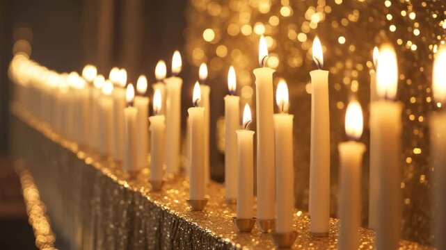 All Saints' Day panoramic banner featuring bokeh effect and candles on a shiny background - Powered by Adobe