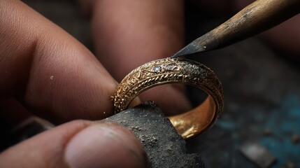 Gold ring detail work