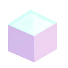 Holographic Cube: A single geometric cube, shimmering with holographic iridescent colors, against a clean background. Its clean lines and smooth surface evoke a sense of modern aesthetics.