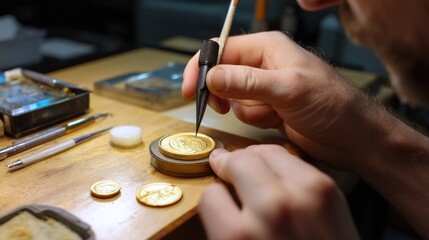 Gold coin restoration in progress