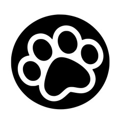 Playful Dog Paw Mark &ndash; Black and White SVG Vector Icon for Pet Brands, Vets, and App Interfaces