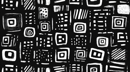 Naklejka premium hand-drawn geometric black and white pattern