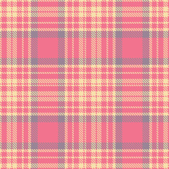 Sandy pale peach Seamless Tartan with Rustic carnation accents Fabric Design