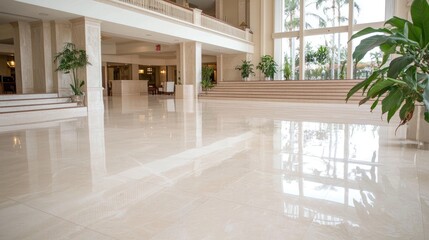 Fototapeta premium Modern building interior design clean minimalist architecture spacious bright open space