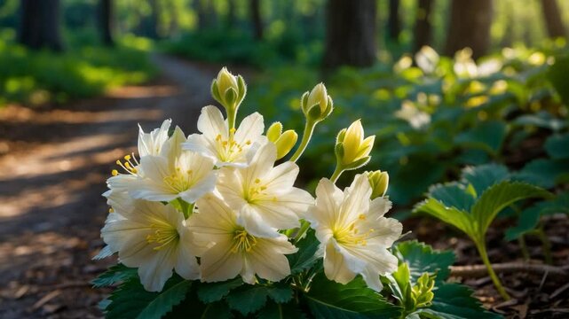 Clematis Virginiana blooms beside a trail in a State Park.