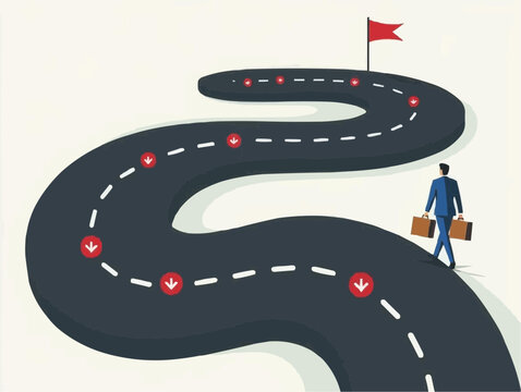 Businessman Walking Path to Success

