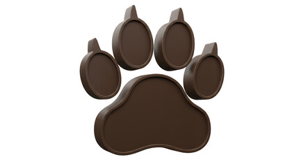 Obraz premium Brown Paw Print on White Background, Animal Track