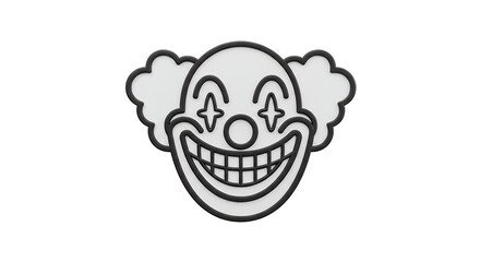 Smiling Clown Face with Star Eyes on White Background
