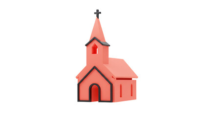 Minimalist Church Building Icon Illustration on White