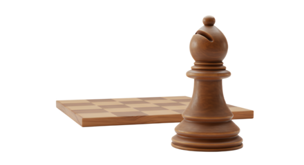 Chess Bishop Standing Next to Chessboard Ready to Play