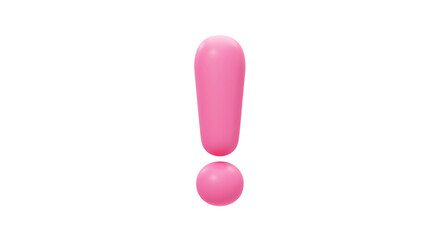 Pink Exclamation Mark on White Background Simple 3D Render