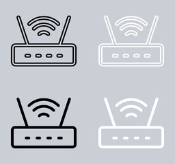 Set of Wi Fi icon. Wireless router icon sign symbol in trendy flat style. Wifi vector icon illustration isolated on gray background