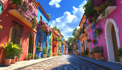Obraz premium Colorful buildings in the old town of san miguel de allende, mexico