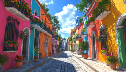 Obraz premium Colorful buildings in the old town of san miguel de allende, mexico