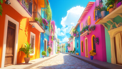 Fototapeta premium Colorful buildings in the old town of san miguel de allende, mexico