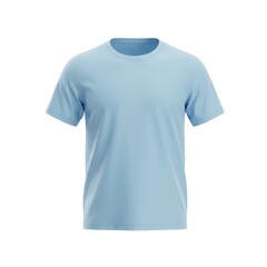 Light blue t shirt mockup front view on white background