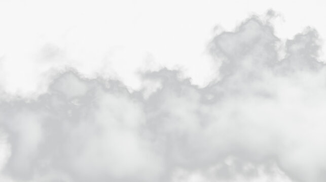 White fog or smoke texture overlay on transparent background, dense misty atmosphere effect for visual design, cinematic scenes, or spooky environment backgrounds