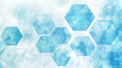 Modern Frosted Hexagon Pattern with Soft Blue and White Gradient