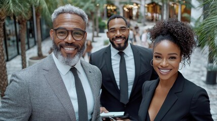 Confident diverse business team collaboration success portrait
