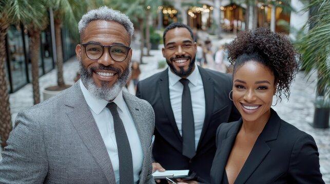 Confident diverse business team collaboration success portrait