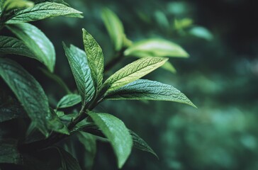 Close-up of Fresh Green Leaves Showing Texture and Details
