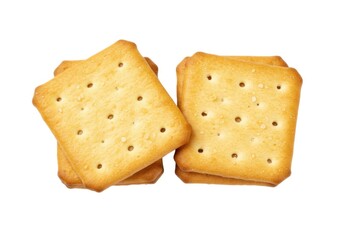 Salty cracker biscuits isolated on white background