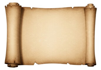 Antique scroll paper texture isolated on white background