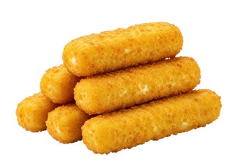 Delicious fried cheese sticks isolated on white background