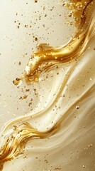 Elegant abstract background with flowing gold textures and shimmering particles creating a luxurious atmosphere for design projects and presentations, artistic concept