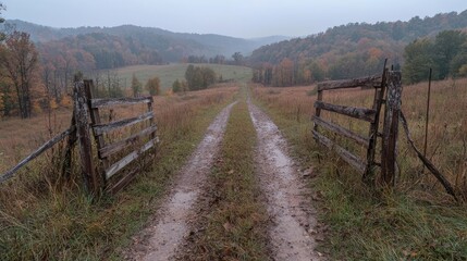 Obraz premium Misty Autumn Country Road (1)
