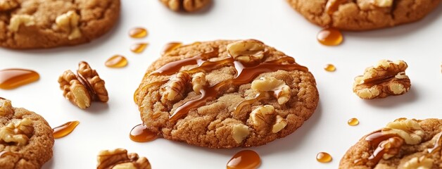 Obraz premium Walnut Cookies with Caramel Drizzle
