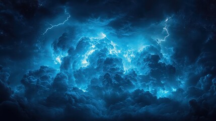 Electric Blue Storm: An Intense Weather Phenomenon with Lightning Display