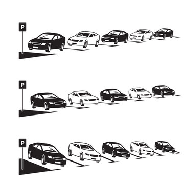 Angle, parallel and perpendicular car parking spaces - vector illustration