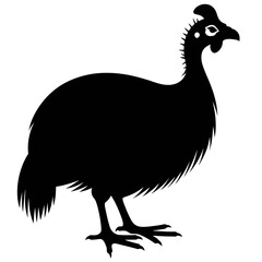 Obraz premium Full Body Silhouette of a Guinea Fowl, Vector Style Isolated on White Background, Simple Design for Graphic Use