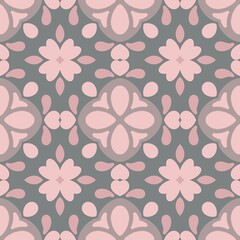 seamless floral pattern, wallpaper, pink ,gray