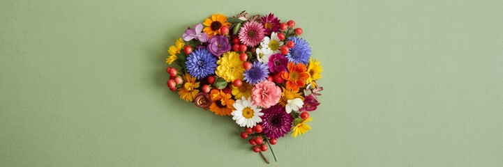 Floral Brain Illustration Symbolizing Creativity and Nature
