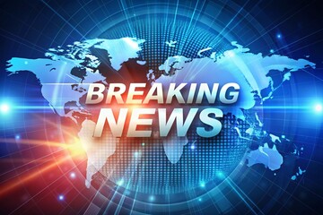 Breaking news concept with world map and glowing text, emphasizing the urgency and significance of important global events and information