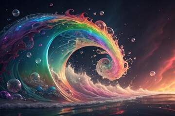 Colorful Gel Splash in Rainbow Liquid Form