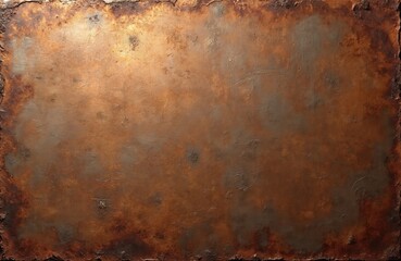 Grungy copper bronze metal background. Rusty surface texture old vintage aged brown metal surface. Rough bronze material, antique weathered wall. Rustic design.
