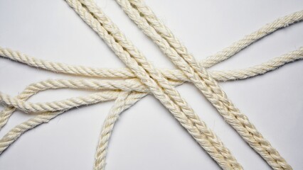 Overlapping ropes in a natural color against a neutral background.