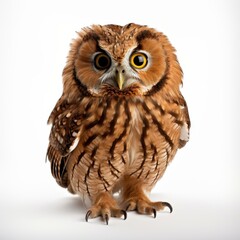 Naklejka premium Discover the beauty of a handcrafted owl design, showcasing intricate details set against a white background.