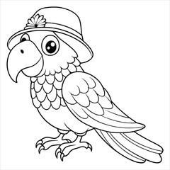 Parrot Wearing a Hat Coloring Page