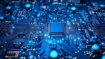 Fototapeta premium Futuristic Circuit Board with Glowing Lights