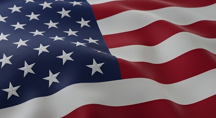 Obraz premium Closeup of Undulating American Flag with Deep Blue Canton and Crisp White Stars